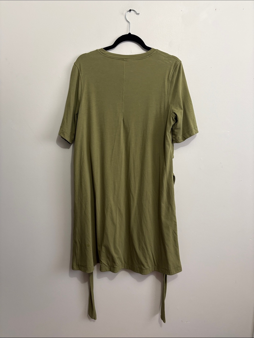 Lululemon Cotton Wrap-Front T-Shirt Dress size 10 in Bronze Green - Picture 4 of 6